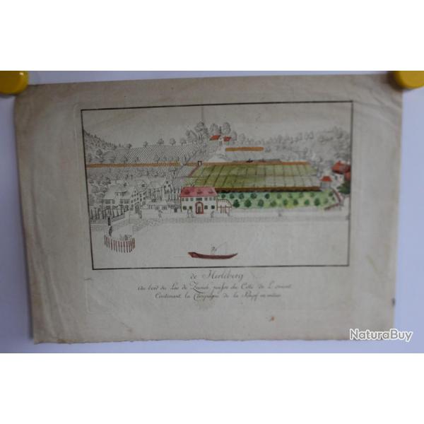 Eau-forte couleur HOFMEISTER Herliberg au bord du lac de Zurich