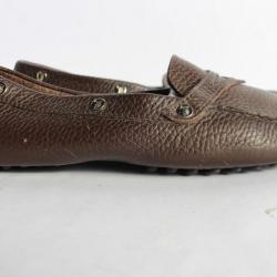 TOD'S mocassins femme cuir grainé marron surpiqûres T34.5