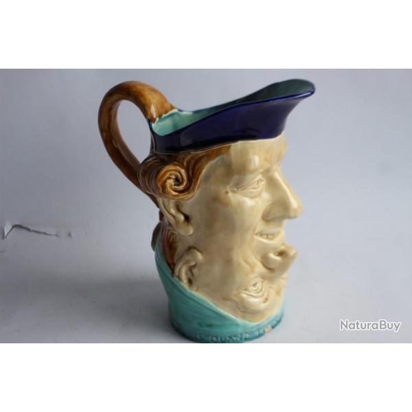 Pichet barbotine SARREGUEMINES Double visages