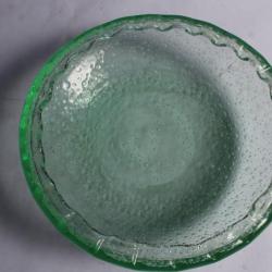 DAUM grande coupe verre vert bullé  Art déco