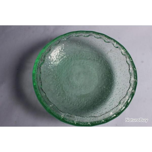 DAUM grande coupe verre vert bull  Art dco