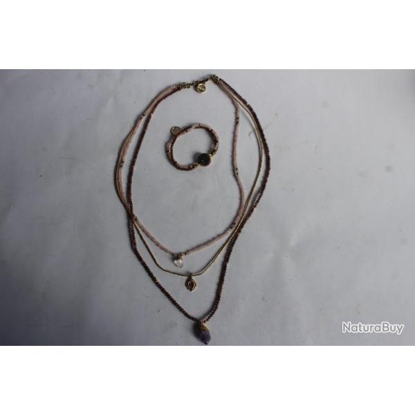 Parure collier + bracelet EXOAL Peace pierres vritables bijoux