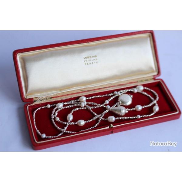 Collier long sautoir argent perles de culture bijoux