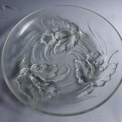 Verlys France grande coupe aux Iris Art nouveau