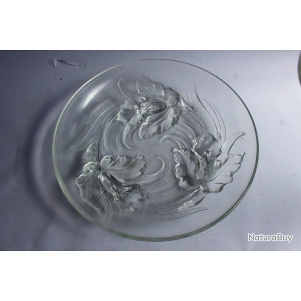 Verlys France grande coupe aux Iris Art nouveau