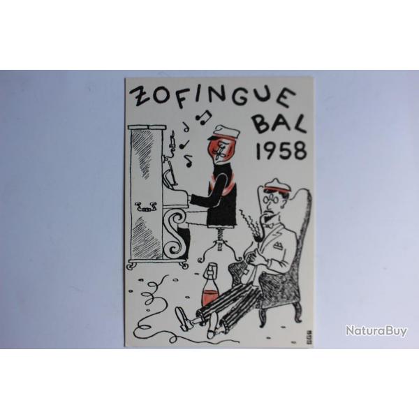 Carte Socit tudiants Zofingue Bal 1958 Suisse