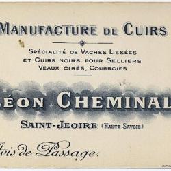 Carte avis de passage Manufacture de cuirs Saint-Jeoire Hte-Savoie