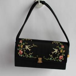 Sac soie noir brodé BOREL Paris 1920/30
