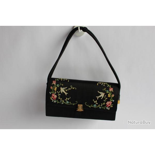 Sac soie noir brod BOREL Paris 1920/30