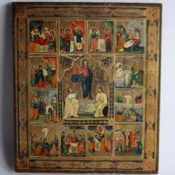 Icône 12 grandes fêtes Russie XIXe siècle