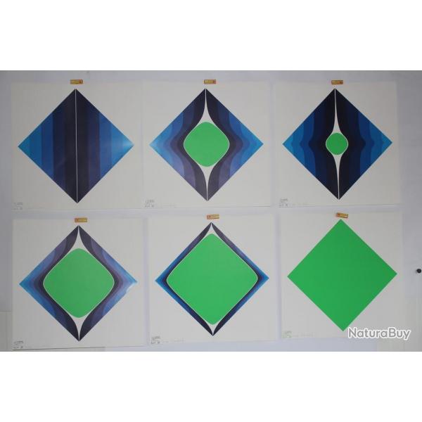 CANDOLFI Serge suite 6 srigraphies design Rouge Bleu limite 50ex.