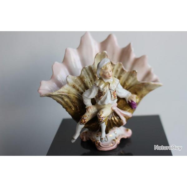 Vase Coquillage et garon porcelaine Rudolstadt-Volkstedt Allemagne