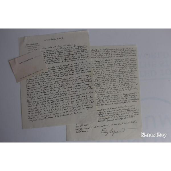 Lettre signe par Edy Legrand 1959