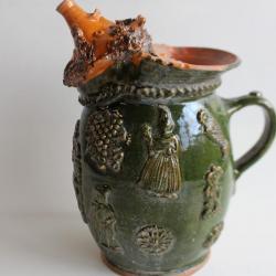 Pichet terre vernissée Faune Art populaire Autriche XIXe siècle