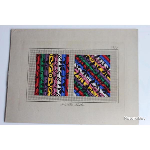 Carton tapisserie de Berlin P. Trbe XIXe sicle broderie couture