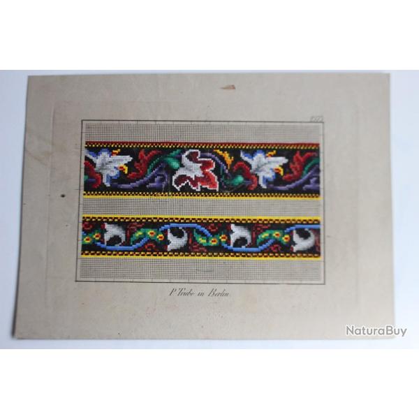 Carton tapisserie de Berlin P. Trbe XIXe sicle broderie couture