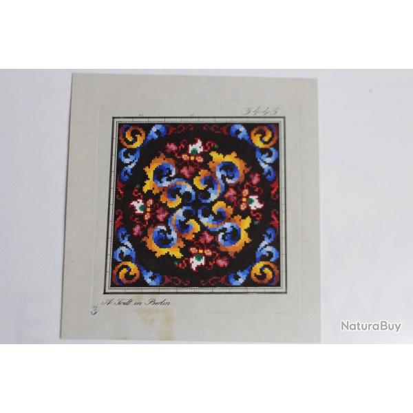 Carton tapisserie de Berlin A. Todt XIXe sicle broderie couture