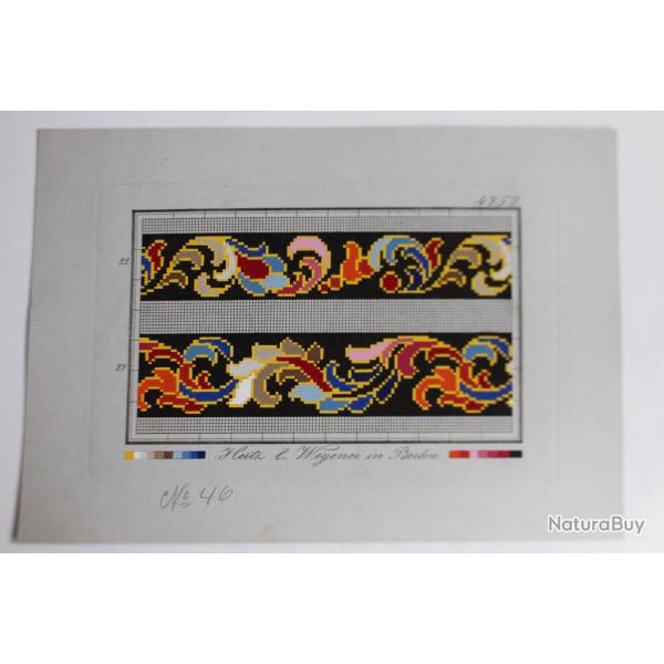 Carton tapisserie Berlin Hertz & Wegener XIXe sicle broderie couture