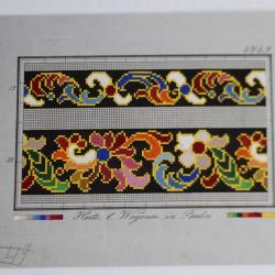Carton tapisserie Berlin Hertz & Wegener XIXe siècle broderie couture