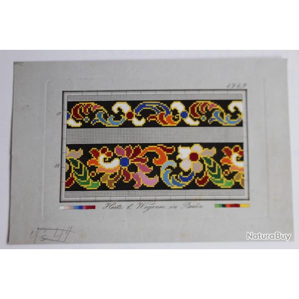 Carton tapisserie Berlin Hertz & Wegener XIXe sicle broderie couture
