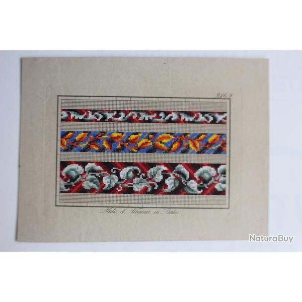 Carton tapisserie Berlin Hertz & Wegener XIXe sicle broderie couture