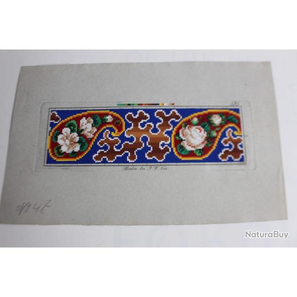 Carton tapisserie de Berlin F. W. Neie XIXe sicle broderie couture