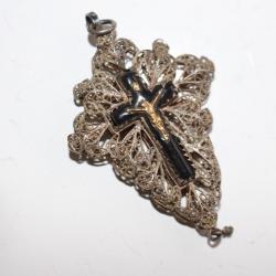 Croix Art populaire Bavaroise argent + émail