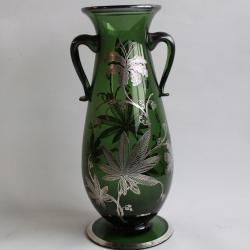Vase en verre de St-Prex et overlay argent Suisse