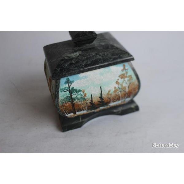 Bote  bijoux Serpentine Russie Oural Paysage d'hiver