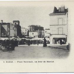 Carte postale France Bazas Gironde Place nationale un jour de marché