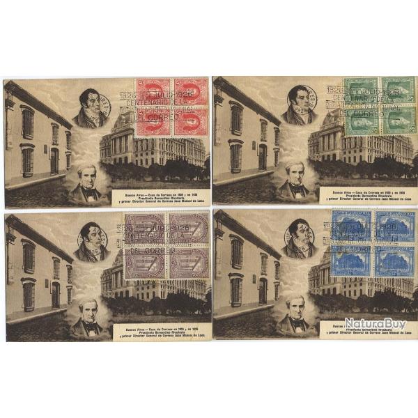 Cartes-maximum Argentine - N310  313 - Centenaire de la poste