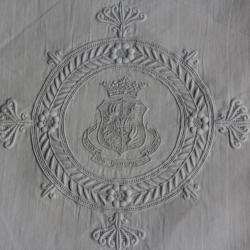 Serviette Lin brodé Armes Prince Hermann Pückler-Muskau Linge ancien