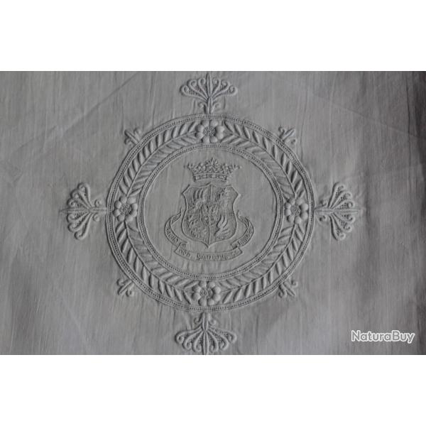 Serviette Lin brod Armes Prince Hermann Pckler-Muskau Linge ancien