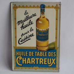 Plaque publicitaire tôle Huile de table des Chartreux Belgique