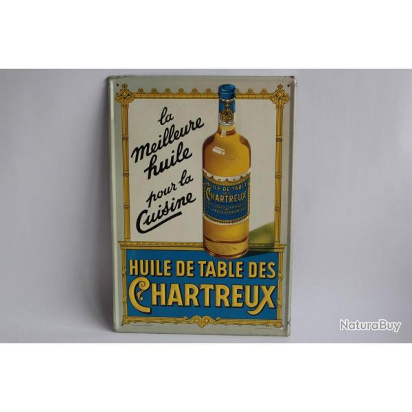 Plaque publicitaire tle Huile de table des Chartreux Belgique