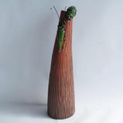 Vase céramique Tronc Insectes Coléoptères signé
