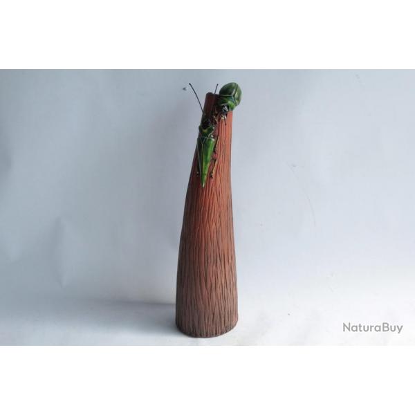Vase cramique Tronc Insectes Coloptres sign