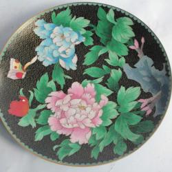 Plat émaux cloisonné Chrysanthèmes Chine