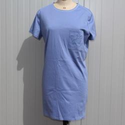 HERMES Robe droite à poche brodée bleue T44