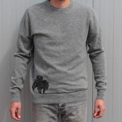 HERMES Pull gris laine et cachemire Homme M