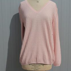 HERMES Pull rose cachemire et soie T40