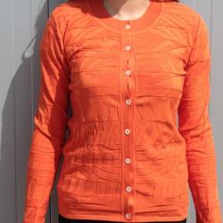 HERMES Cardigan orange soie et coton T38
