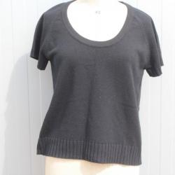 HERMES Pull Cachemire noir manches courtes T42