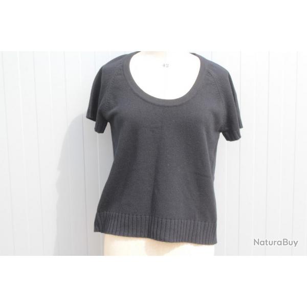 HERMES Pull Cachemire noir manches courtes T42