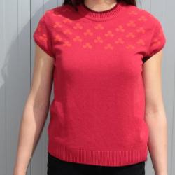 HERMES Pull Cachemire manches courtes Trèfles T38