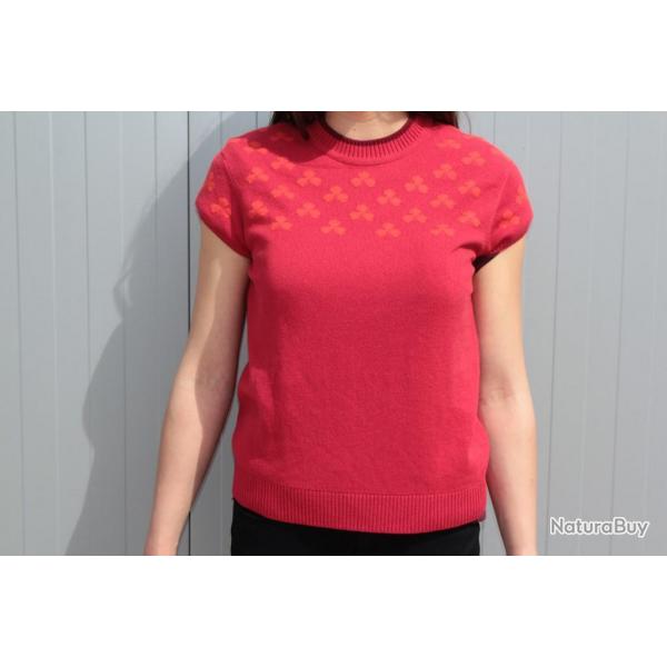 HERMES Pull Cachemire manches courtes Trfles T38