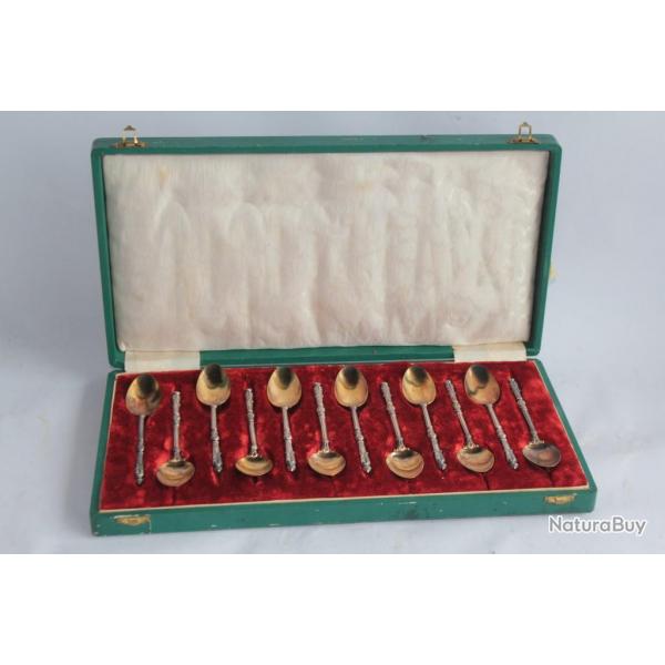 Cuillres  caf argent massif vermeil Antoine Lapparra Art nouveau