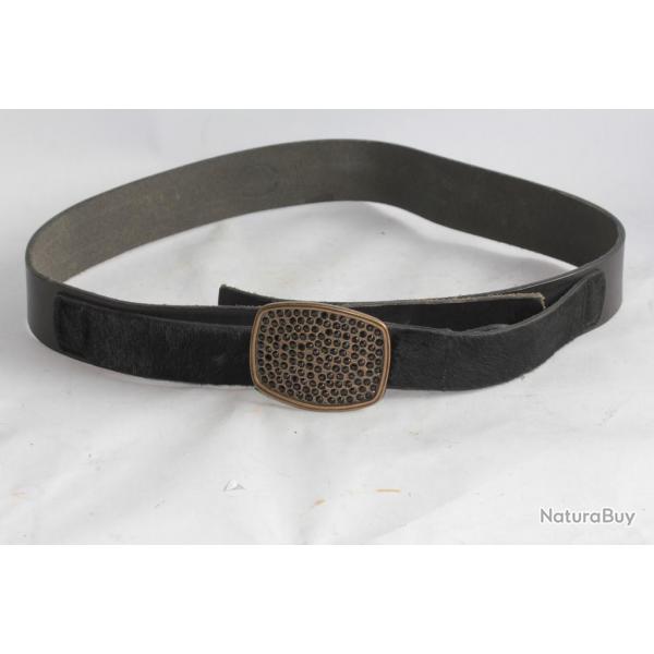 ROBERTO CAVALLI Ceinture cuir noir et fourrure