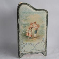 Porte courrier soie peinte Napoléon III