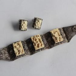 Parure Bracelet et boucles d'oreilles filigrane argent Chine